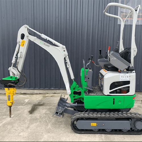 battery micro digger with hydraulic breaker attachment